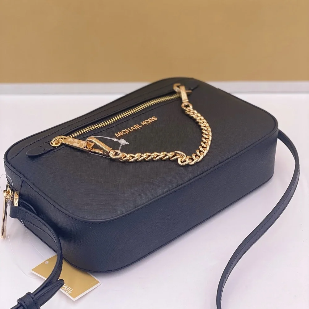 MICHAEL KORS LARGE EW ZIP CHAIN CROSSBODY black